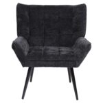 Πολυθρόνα ArteLibre TIVA Μαύρο Ύφασμα Σενίλ/Μέταλλο 84x78x77cm