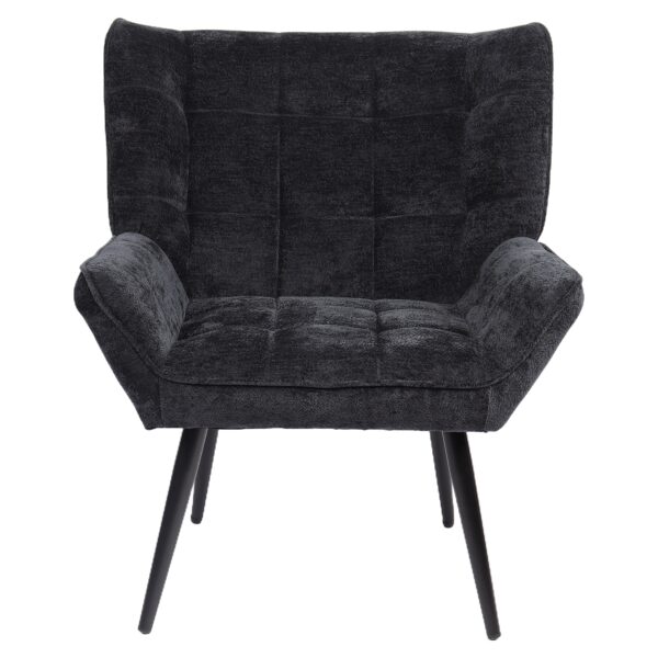 Πολυθρόνα ArteLibre TIVA Μαύρο Ύφασμα Σενίλ/Μέταλλο 84x78x77cm