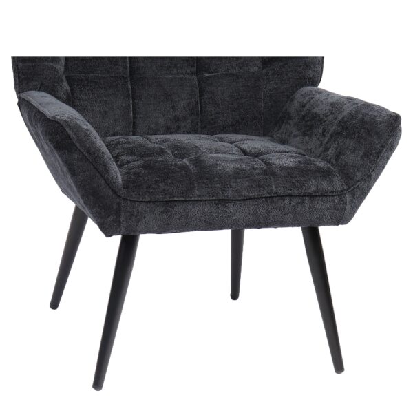 Πολυθρόνα ArteLibre TIVA Μαύρο Ύφασμα Σενίλ/Μέταλλο 84x78x77cm