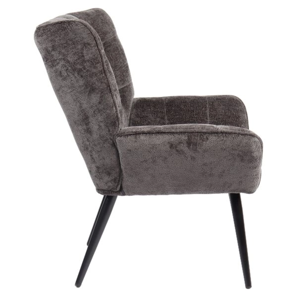 Πολυθρόνα ArteLibre TIVA Γκρι Σκούρο Ύφασμα Σενίλ/Μέταλλο 84x78x77cm