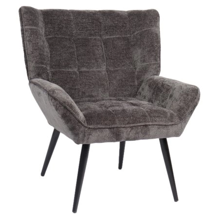 Πολυθρόνα ArteLibre TIVA Γκρι Σκούρο Ύφασμα Σενίλ/Μέταλλο 84x78x77cm