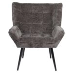 Πολυθρόνα ArteLibre TIVA Γκρι Σκούρο Ύφασμα Σενίλ/Μέταλλο 84x78x77cm