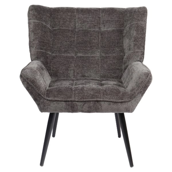 Πολυθρόνα ArteLibre TIVA Γκρι Σκούρο Ύφασμα Σενίλ/Μέταλλο 84x78x77cm
