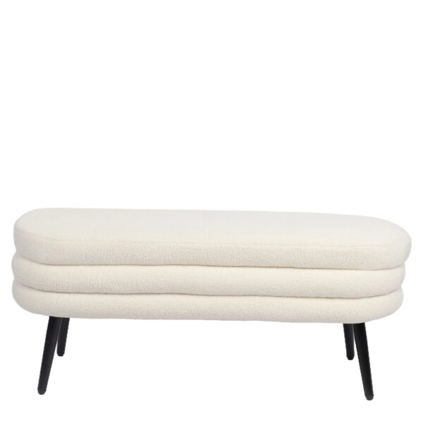 Παγκάκι Ottoman ArteLibre TONDO Λευκό Ύφασμα Teddy/Μέταλλο 42x112x44cm