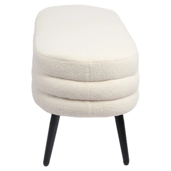 Παγκάκι Ottoman ArteLibre TONDO Λευκό Ύφασμα Teddy/Μέταλλο 42x112x44cm