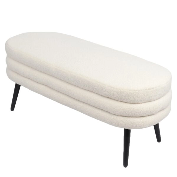 Παγκάκι Ottoman ArteLibre TONDO Λευκό Ύφασμα Teddy/Μέταλλο 42x112x44cm