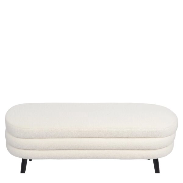 Παγκάκι Ottoman ArteLibre TONDO Λευκό Ύφασμα Teddy/Μέταλλο 42x112x44cm