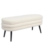 Παγκάκι Ottoman ArteLibre TONDO Λευκό Ύφασμα Teddy/Μέταλλο 42x112x44cm