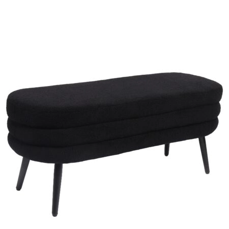 Παγκάκι Ottoman ArteLibre TONDO Μαύρο Ύφασμα Teddy/Μέταλλο 42x112x44cm