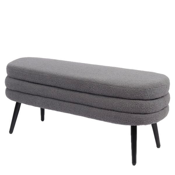 Παγκάκι Ottoman ArteLibre TONDO Γκρι Ύφασμα Teddy/Μέταλλο 42x112x44cm