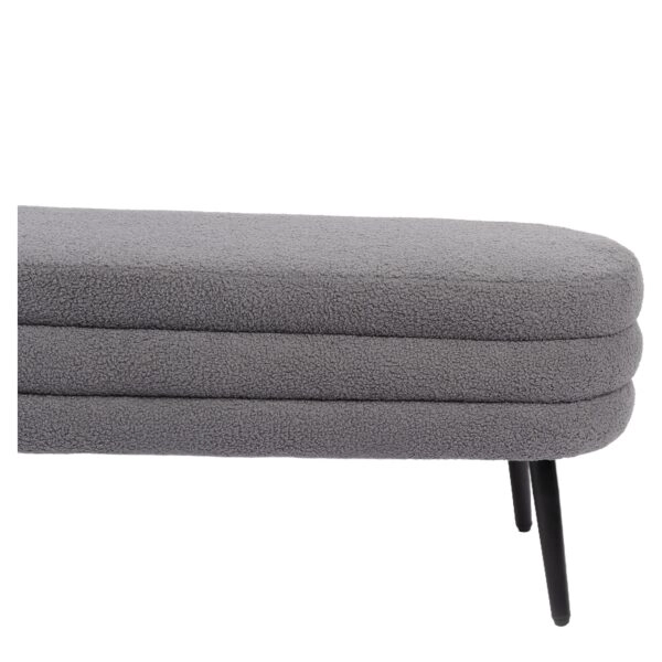 Παγκάκι Ottoman ArteLibre TONDO Γκρι Ύφασμα Teddy/Μέταλλο 42x112x44cm