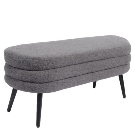 Παγκάκι Ottoman ArteLibre TONDO Γκρι Ύφασμα Teddy/Μέταλλο 42x112x44cm