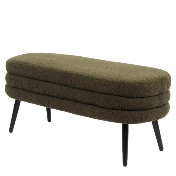 Παγκάκι Ottoman ArteLibre TONDO Πράσινο Ύφασμα Teddy/Μέταλλο 42x112x44cm