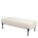 Παγκάκι Ottoman ArteLibre KUBO Λευκό Ύφασμα Teddy/Μέταλλο 40x116.5x50cm