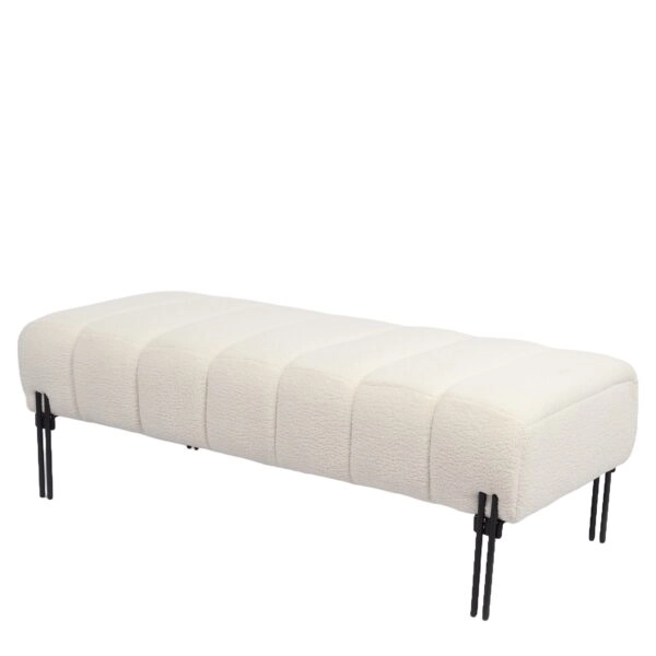 Παγκάκι Ottoman ArteLibre KUBO Λευκό Ύφασμα Teddy/Μέταλλο 40x116.5x50cm