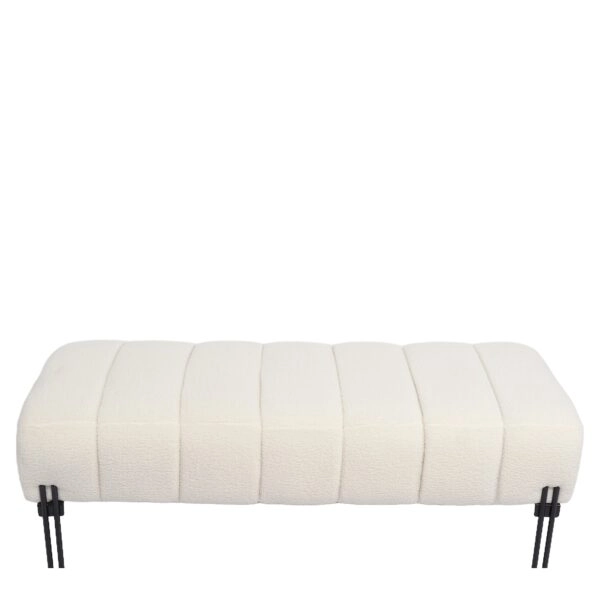 Παγκάκι Ottoman ArteLibre KUBO Λευκό Ύφασμα Teddy/Μέταλλο 40x116.5x50cm