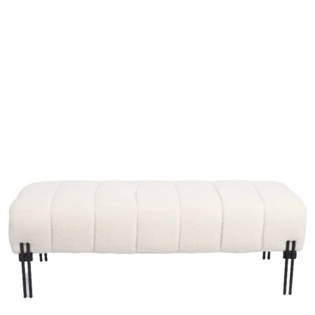 Παγκάκι Ottoman ArteLibre KUBO Λευκό Ύφασμα Teddy/Μέταλλο 40x116.5x50cm