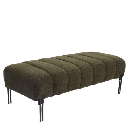 Παγκάκι Ottoman ArteLibre KUBO Πράσινο Ύφασμα Teddy/Μέταλλο 40x116.5x50cm