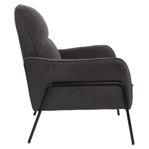 Πολυθρόνα ArteLibre ELAN Γκρι Σκούρο Ύφασμα Κοτλέ/Μέταλλο 94x77x82cm