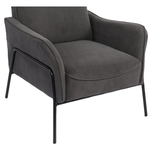 Πολυθρόνα ArteLibre ELAN Γκρι Σκούρο Ύφασμα Κοτλέ/Μέταλλο 94x77x82cm