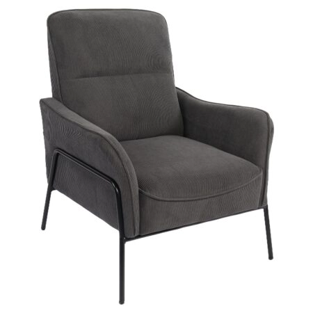 Πολυθρόνα ArteLibre ELAN Γκρι Σκούρο Ύφασμα Κοτλέ/Μέταλλο 94x77x82cm