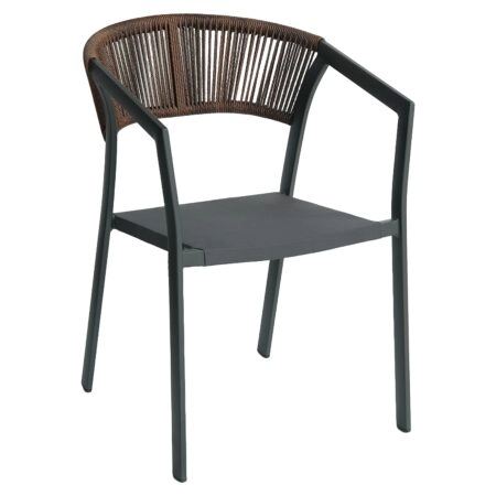 Πολυθρόνα Κήπου ArteLibre FIJI Ανθρακί/Φυσικό Αλουμίνιο/Rattan 56x60x78cm