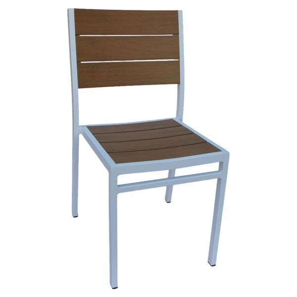 Καρέκλα Κήπου ArteLibre PHUKET Λευκό/Καρυδί Αλουμίνιο/Ξύλο 46x52x86cm