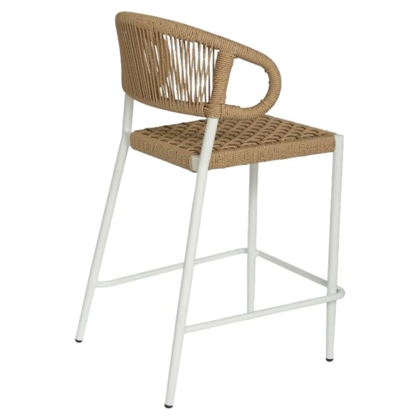 Σκαμπό Bar ArteLibre CEBU Λευκό/Φυσικό Αλουμίνιο/Rattan 60x60x99cm