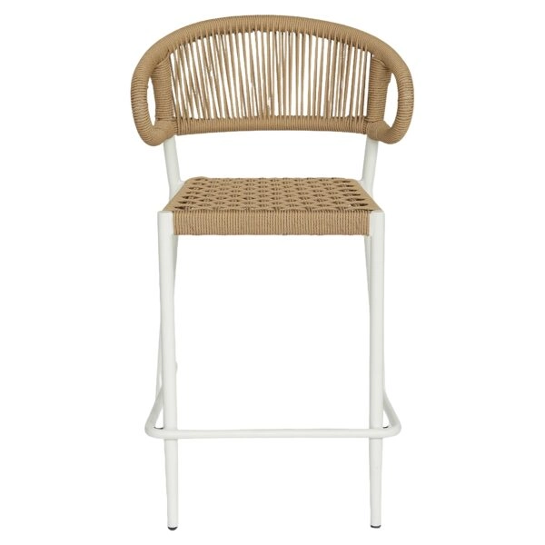 Σκαμπό Bar ArteLibre CEBU Λευκό/Φυσικό Αλουμίνιο/Rattan 60x60x99cm