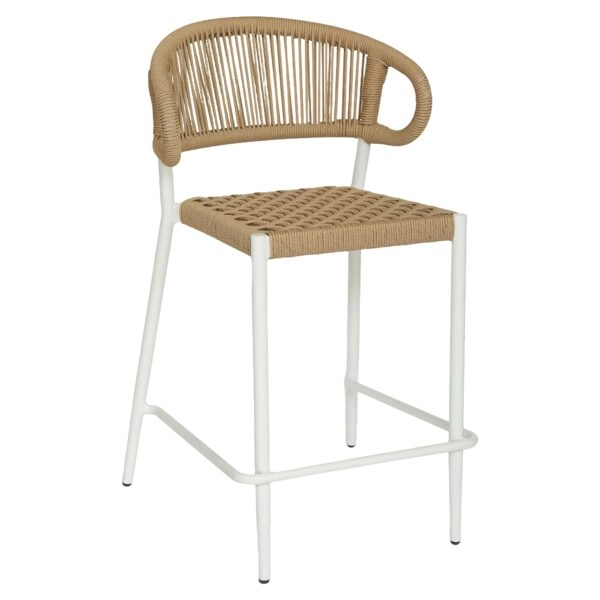 Σκαμπό Bar ArteLibre CEBU Λευκό/Φυσικό Αλουμίνιο/Rattan 60x60x99cm