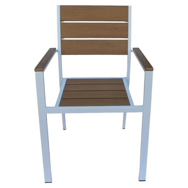 Πολυθρόνα Κήπου ArteLibre TOBAGO Λευκό/Καρυδί Αλουμίνιο/Ξύλο 55x55x86cm