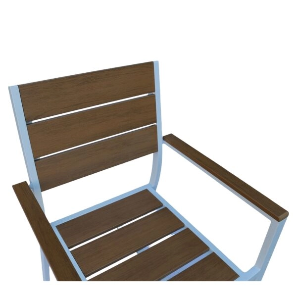 Πολυθρόνα Κήπου ArteLibre TOBAGO Λευκό/Καρυδί Αλουμίνιο/Ξύλο 55x55x86cm