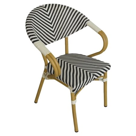 Πολυθρόνα Κήπου ArteLibre BIMINI Λευκό/Μαύρο/Φυσικό Αλουμίνιο/Textilene 56x55x82cm