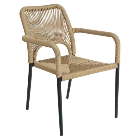 Πολυθρόνα Κήπου ArteLibre TINKISSO Μαύρο/Φυσικό Αλουμίνιο/Rattan 57x63x82cm