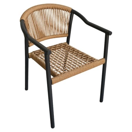 Πολυθρόνα Κήπου ArteLibre KINOSSA Ανθρακί/Φυσικό RATTAN Αλουμίνιο/Rattan 54x59x76cm