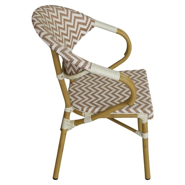 Πολυθρόνα Κήπου ArteLibre BIMINI Καφέ/Λευκό/Φυσικό Αλουμίνιο/Textilene 56x55x82cm