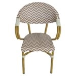 Πολυθρόνα Κήπου ArteLibre BIMINI Καφέ/Λευκό/Φυσικό Αλουμίνιο/Textilene 56x55x82cm