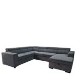 Καναπές Γωνιακός ArteLibre AVELON Γκρι Σκούρο Ύφασμα/Ξύλο 249x312x82cm