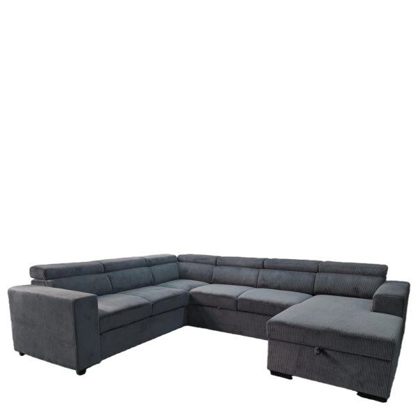 Καναπές Γωνιακός ArteLibre AVELON Γκρι Σκούρο Ύφασμα/Ξύλο 249x312x82cm
