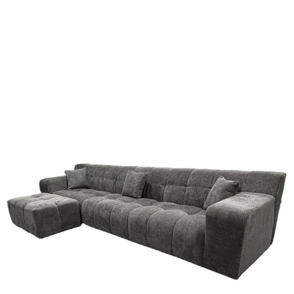 Καναπές Γωνιακός ArteLibre ORVELLA Γκρι Ύφασμα 363x194x80cm