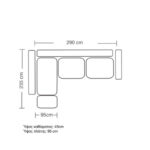 Γωνιακός καναπές δεξιά γωνία Luxury II  ύφασμα ciel-cream 290x235x95εκ