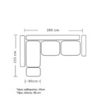 Γωνιακός καναπές δεξιά γωνία Boston ύφασμα ciel-cream 280x225x90εκ