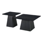 Τραπέζια σαλονιού Square  σετ 2 τεμ μέταλλο-sintered stone σε μαύρο μαρμάρου