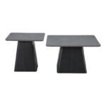 Τραπέζια σαλονιού Square  σετ 2 τεμ βάση μέταλλο σε μαύρη-sintered stone σε γκρι μαρμάρου