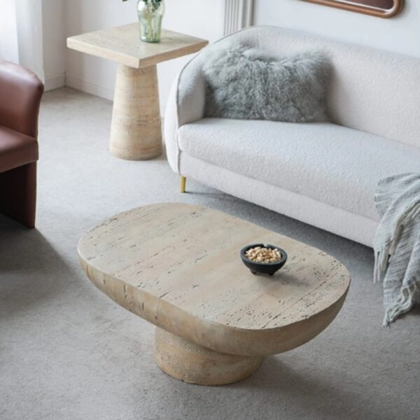 Artekko Taric Μπεζ Τραπέζι Σαλονιού από Μαγνήσιο (91.4x61x38.1)cm