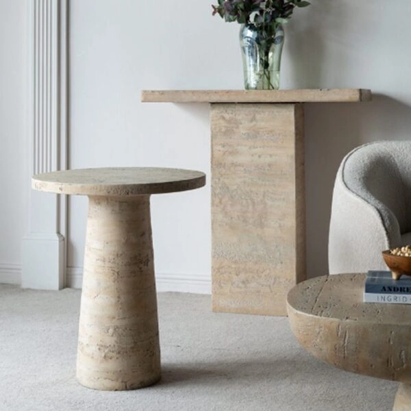 Artekko Taric Μπεζ Βοηθητικό Τραπέζι από Μαγνήσιο (56x56x64.8)cm