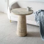 Artekko Taric Μπεζ Βοηθητικό Τραπέζι από Μαγνήσιο (56x56x64.8)cm