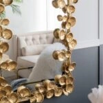 Artekko Leaf Χρυσός Μεταλλικός Καθρέπτης Τοίχου (79x154.5x7)cm