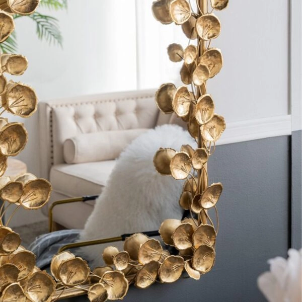 Artekko Leaf Χρυσός Μεταλλικός Καθρέπτης Τοίχου (79x154.5x7)cm