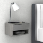 Κομοδίνο επιτοίχιο Mary Megapap χρώμα γκρι σκυροδέματος 40x30x23εκ.